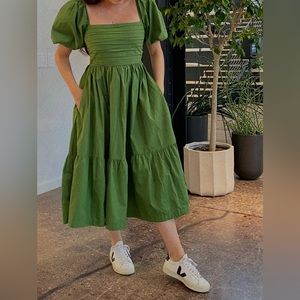 ISO Abercrombie Emerson midi dress in green poplin xs